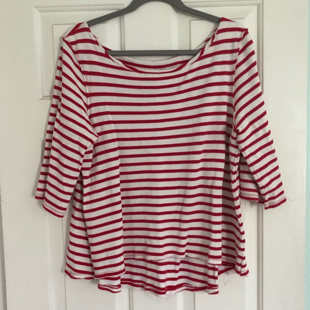 Free people flowy striped top. Waffle fabric